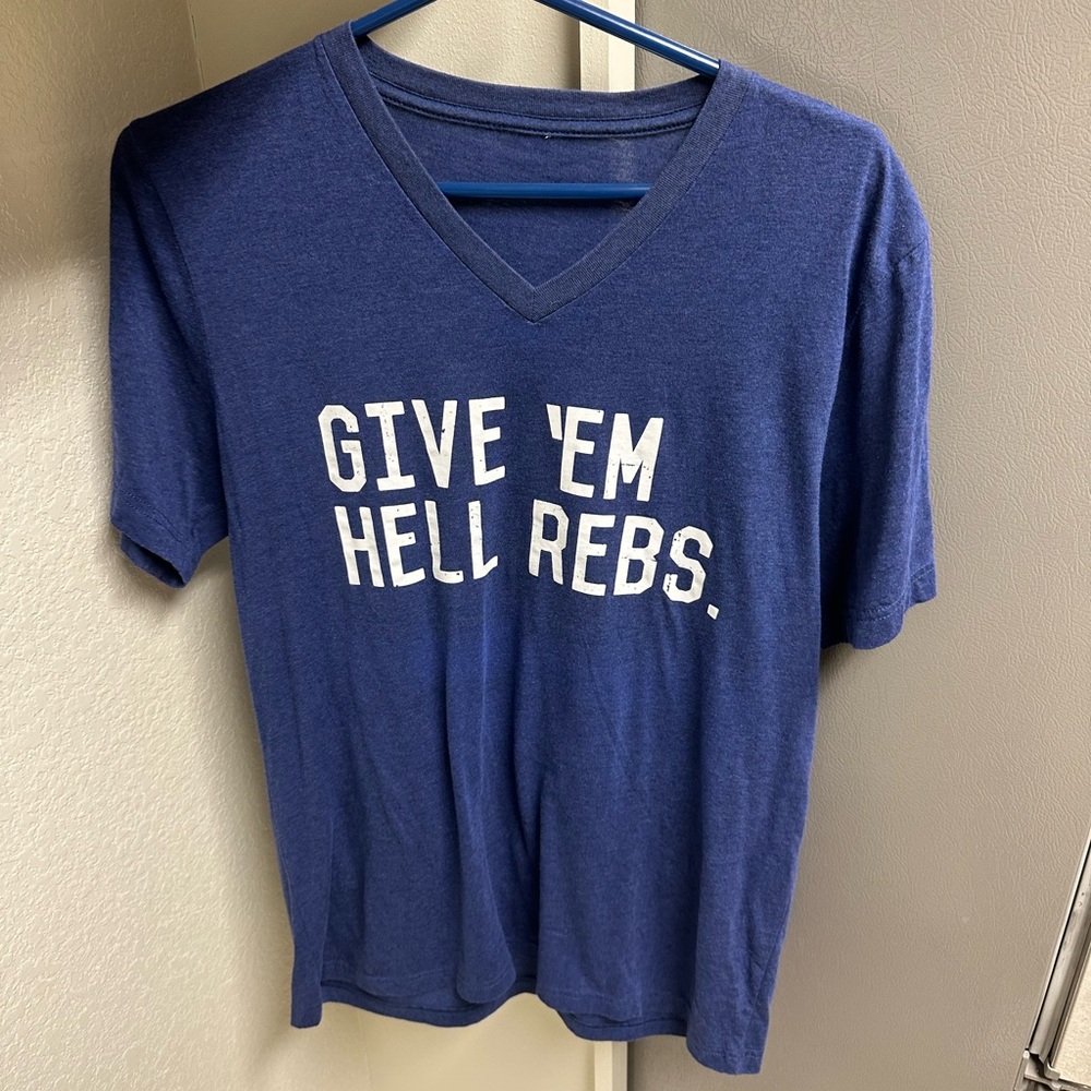 Blue V-Neck Graphic T-Shirt